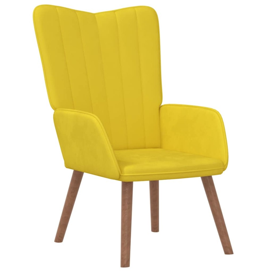 Sillón de relax con taburete terciopelo amarillo