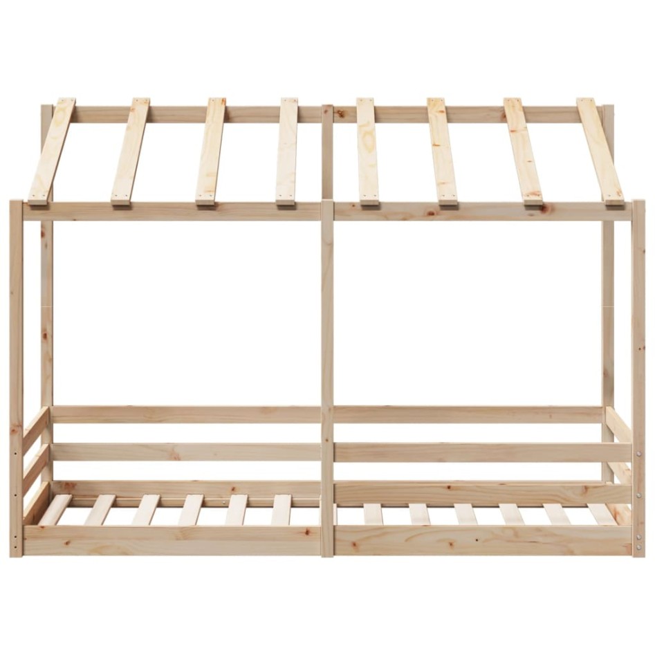 Cama infantil con techo madera maciza pino 75x190