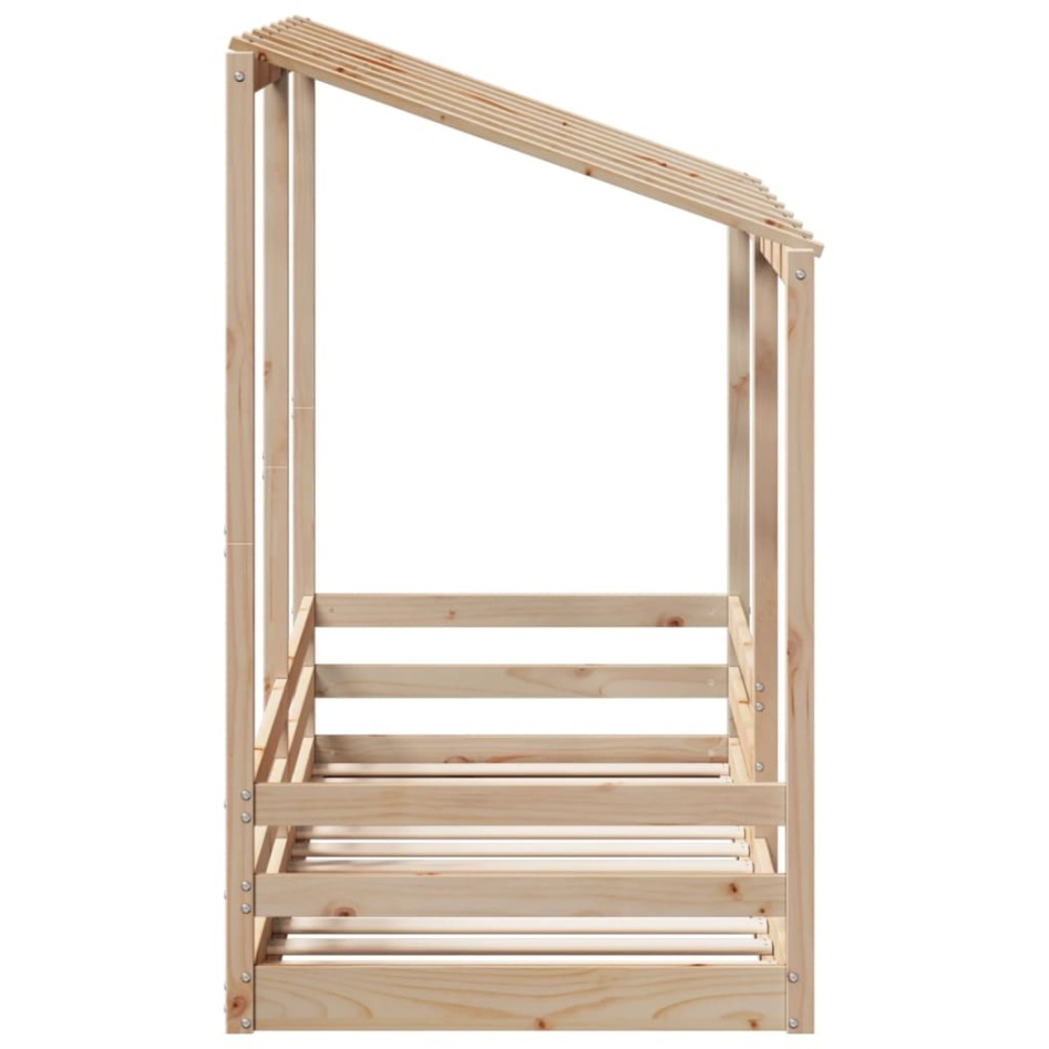 Cama infantil con techo madera maciza pino 75x190