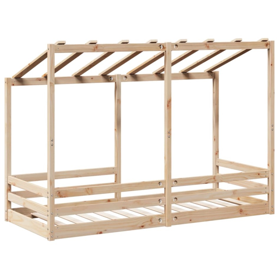 Cama infantil con techo madera maciza pino 75x190