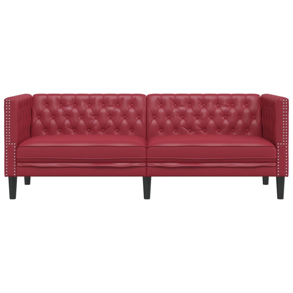 Sofá Chesterfield de 3 plazas cuero artificial rojo