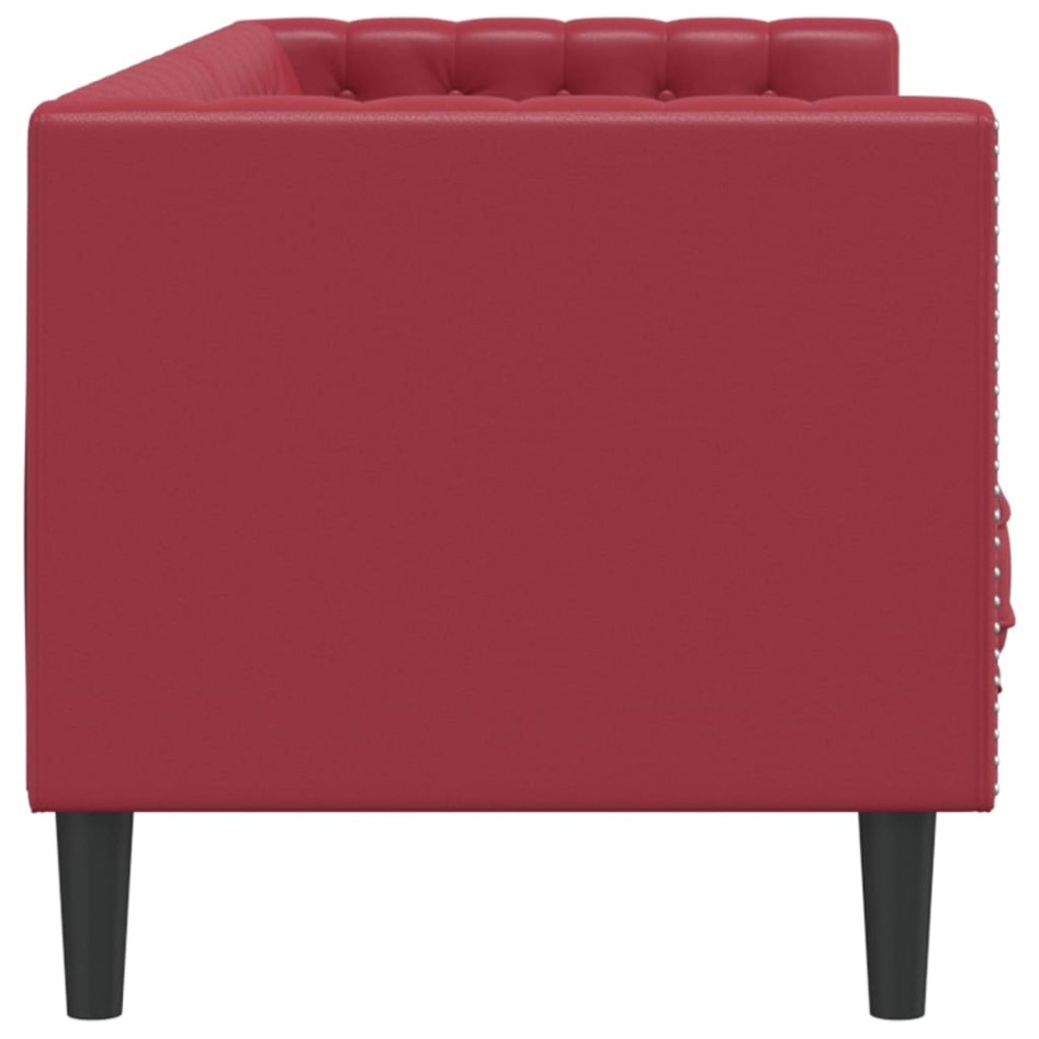 Sofá Chesterfield de 3 plazas cuero artificial rojo