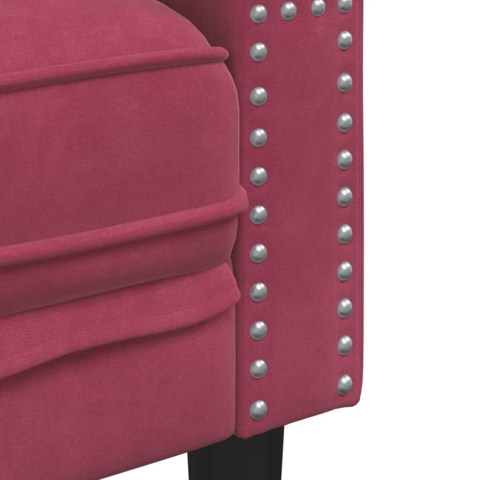 Sofá Chesterfield 2 plazas con cojines terciopelo rojo