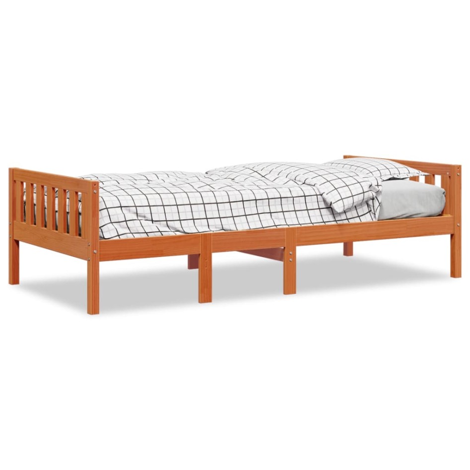 Cama de niños sin colchón madera maciza pino marrón 80x200