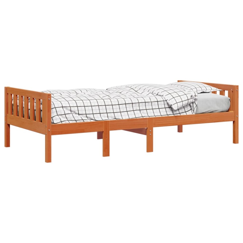 Cama de niños sin colchón madera maciza pino marrón 80x200