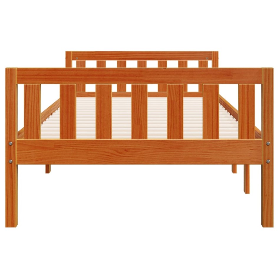 Cama para niños sin colchón madera maciza pino marrón 90x190