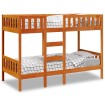 Litera de madera maciza de pino marrón cera 90x190 cm