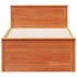 Cama sin colchón y cabecero madera maciza pino marrón 90x190