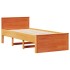 Cama sin colchón y cabecero madera maciza pino marrón 90x190