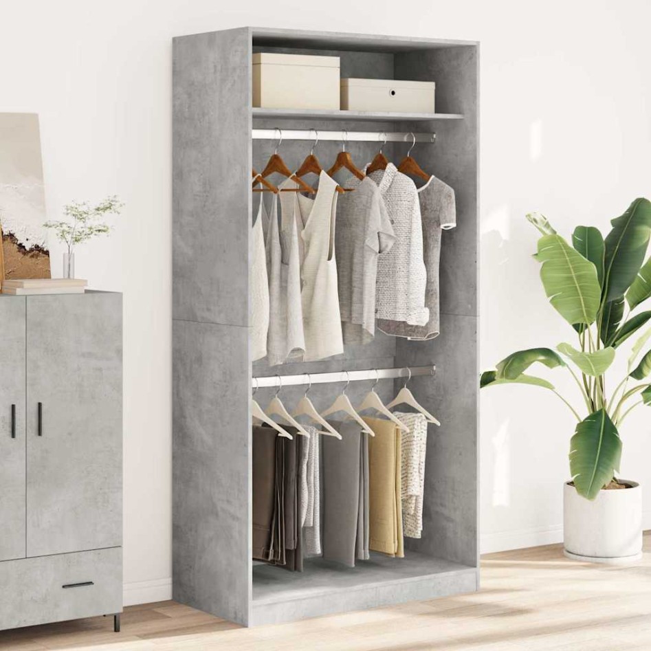 Armario de madera contrachapada gris hormigón 100x50x200