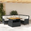 Set de sofás de jardín 2 piezas y cojines ratán sintético negro