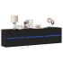 Mueble de TV de pared con LED negro 180x31x45