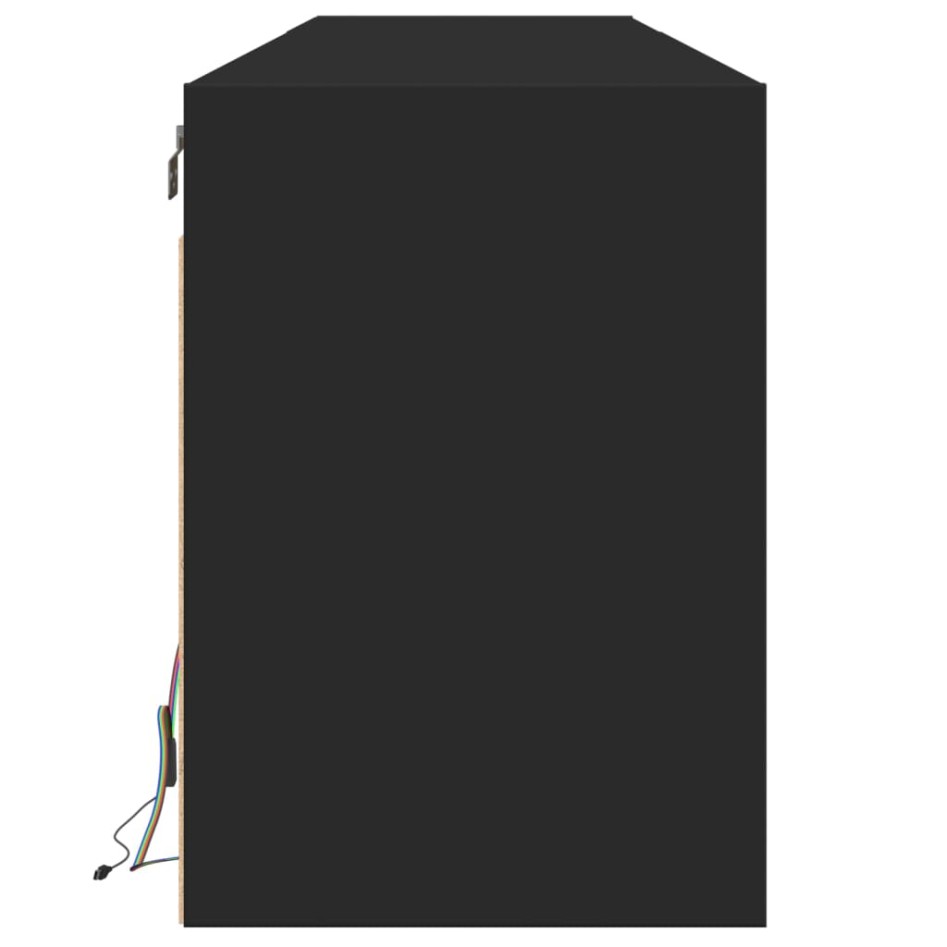 Mueble de TV de pared con LED negro 180x31x45