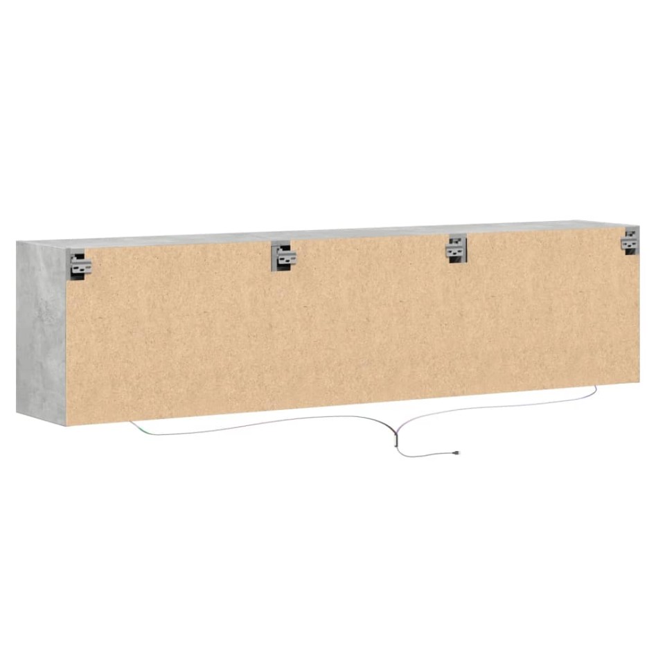 Mueble de TV de pared con LED gris hormigón 180x31x45