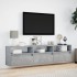 Mueble de TV de pared con LED gris hormigón 180x31x45