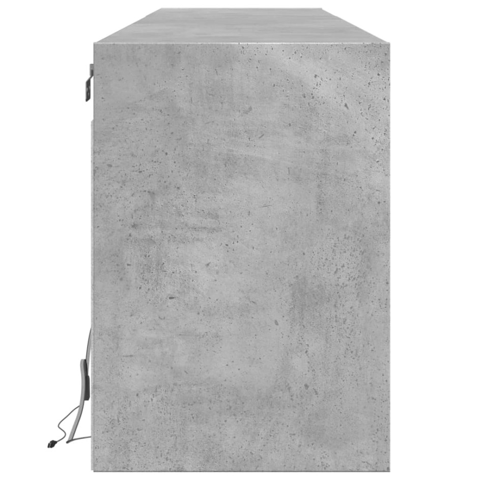 Mueble de TV de pared con LED gris hormigón 180x31x45