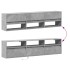 Mueble de TV de pared con LED gris hormigón 180x31x45