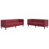 Juego de sofás Chesterfield 2 piezas cuero sintético rojo
