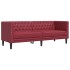 Juego de sofás Chesterfield 2 piezas cuero sintético rojo