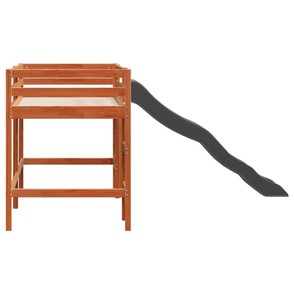 Cama alta para niños sin colchón madera pino marrón 80x200