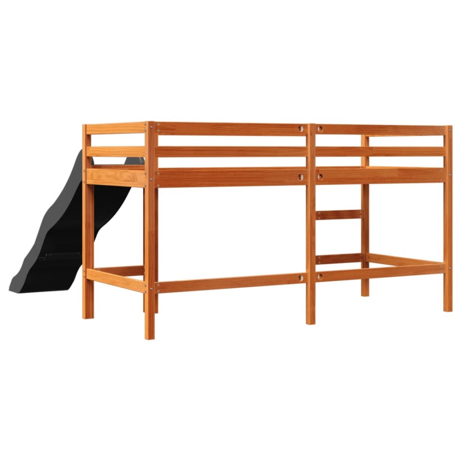 Cama alta para niños sin colchón madera pino marrón 80x200