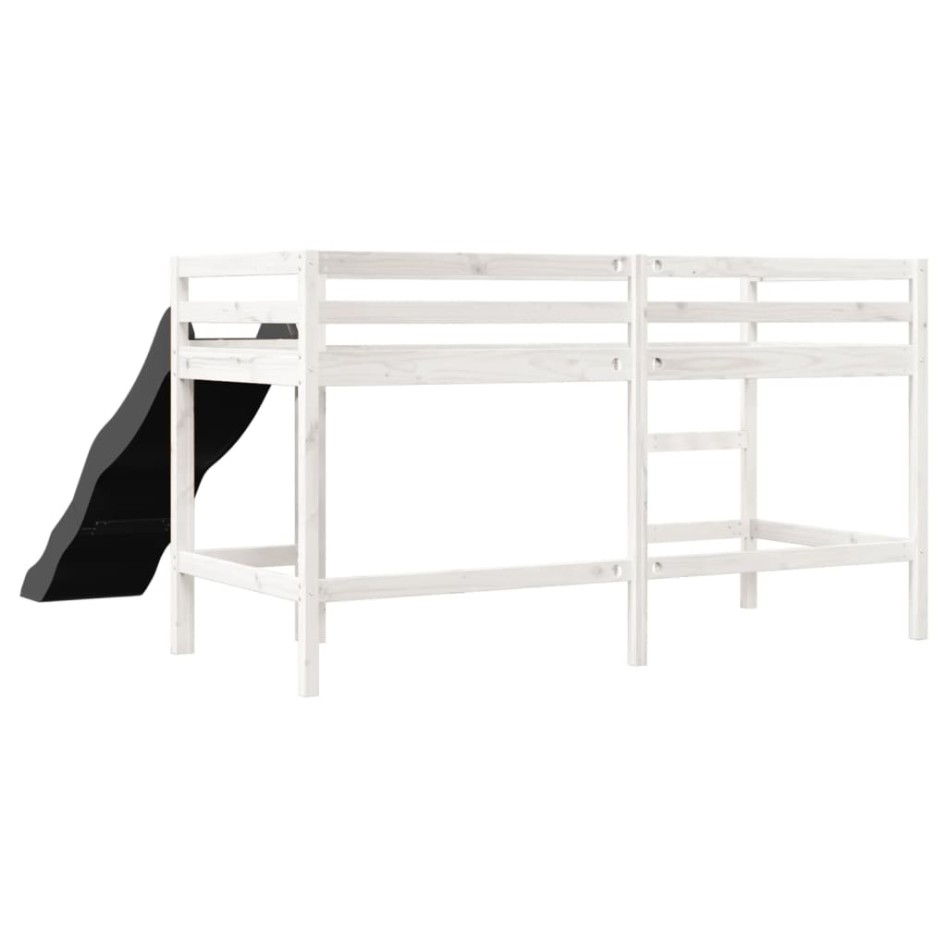 Cama alta para niños sin colchón madera pino blanco 90x200