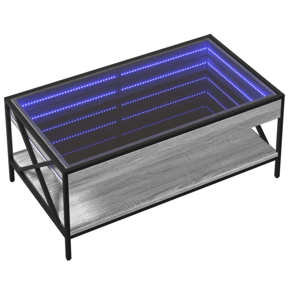 Mesa de centro con Infinity LED gris Sonoma 90x50x38