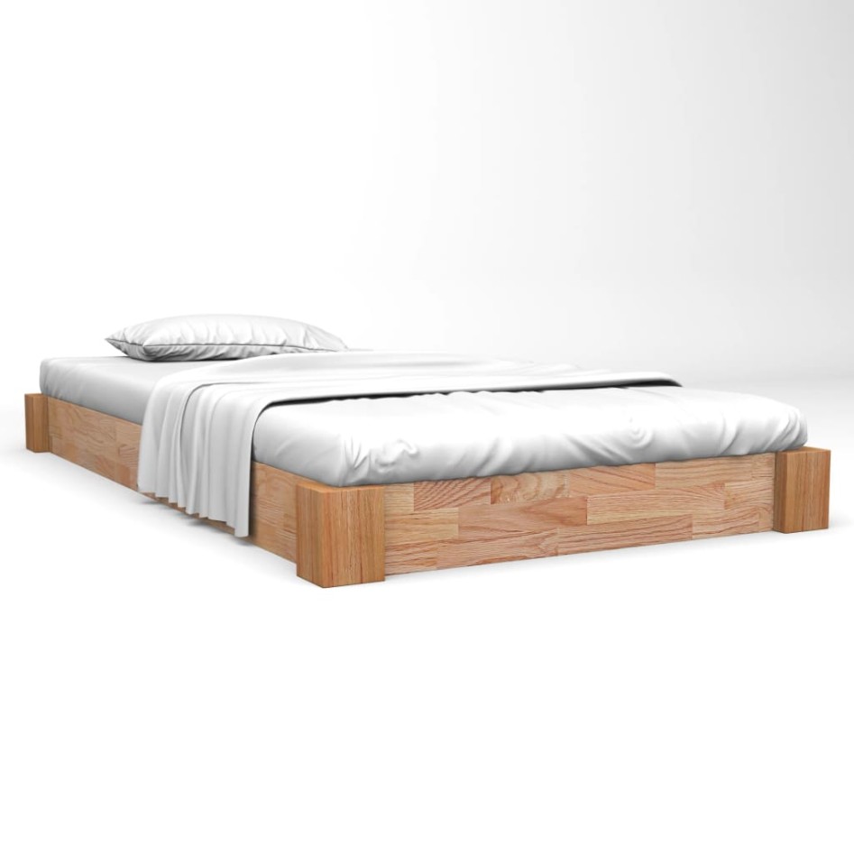 Estructura de cama de madera maciza de roble 90x200