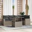 Set de sofás de jardín 6 pzas y cojines ratán sintético gris