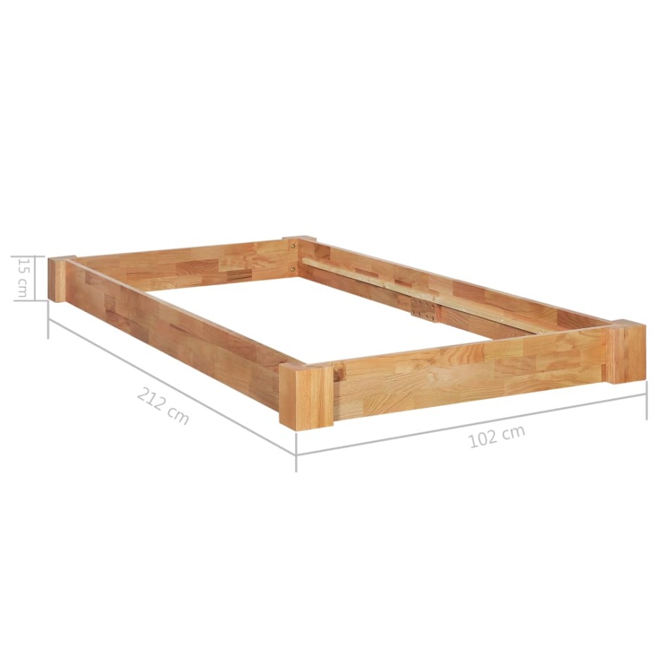 Estructura de cama de madera maciza de roble 90x200