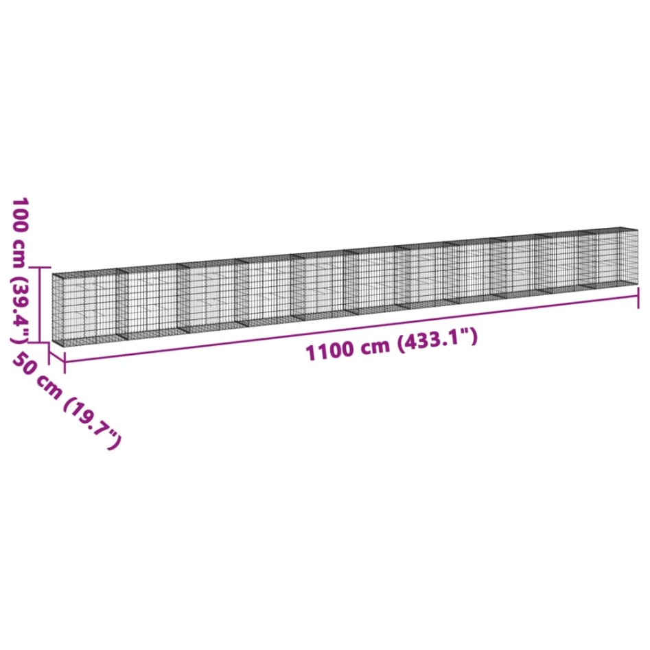 Cesta de gaviones con cubierta hierro galvanizado
