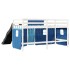 Cama alta para niños con cortinas madera pino azul 80x200