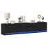 Mueble de TV de pared con LED negro 180x31x38