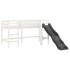 Cama alta niños con túnel madera pino blanco negro 80x200