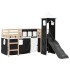 Cama alta niños con torre madera pino blanco negro 80x200