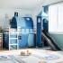 Cama alta para niños con torre madera pino azul 90x200