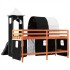Cama alta niños con torre madera pino blanco negro 80x200
