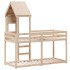 Cama litera con techo de madera maciza de pino 75x190