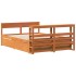 Cama sin colchón madera maciza de pino marrón cera 120x200