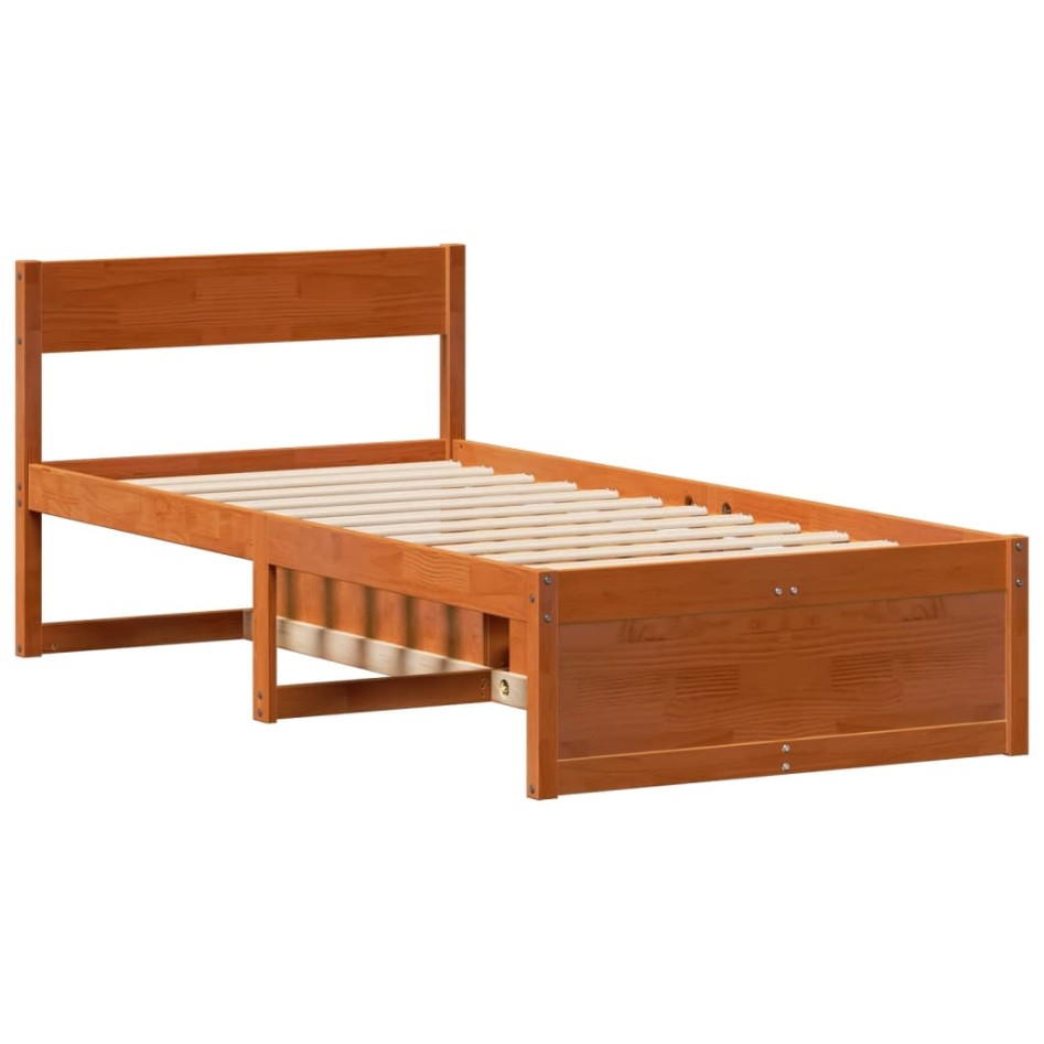 Estructura de cama sin colchón madera de pino marrón 90x200