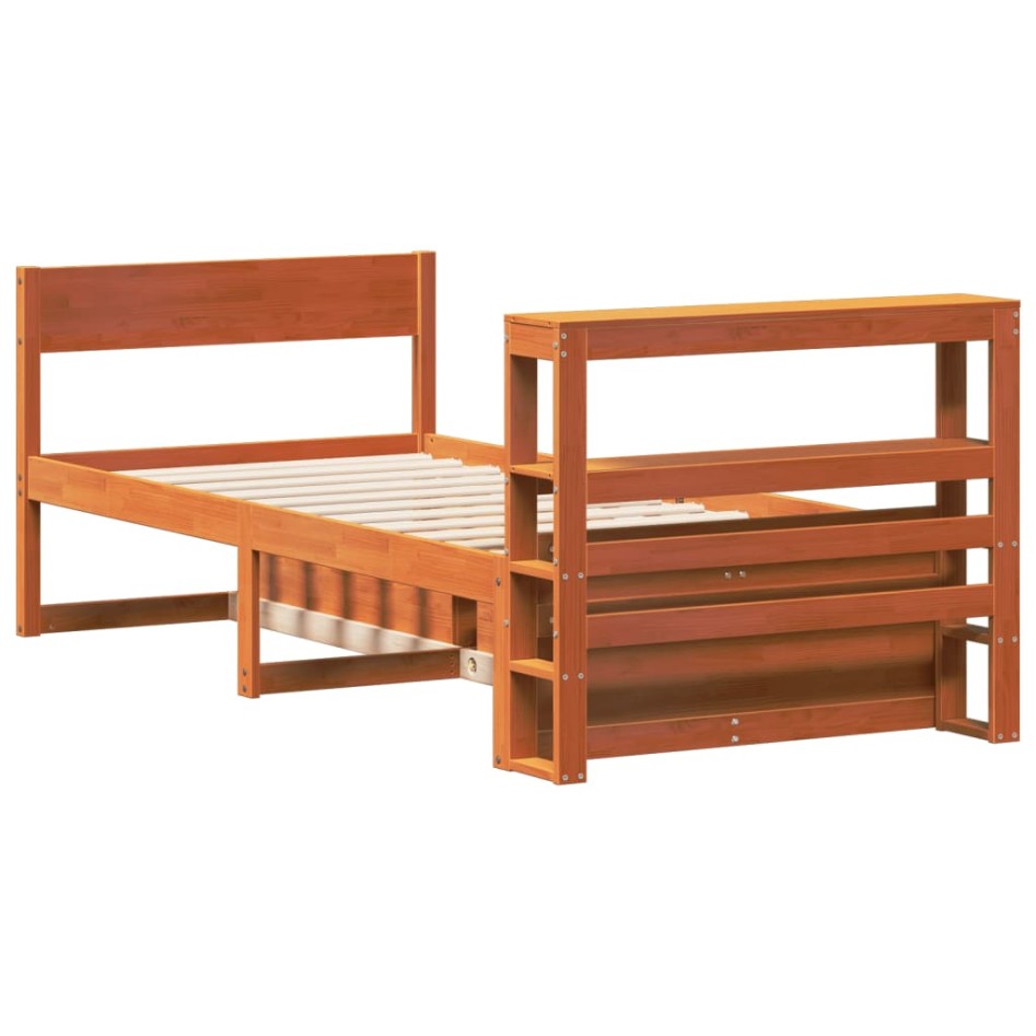 Estructura de cama sin colchón madera de pino marrón 90x200