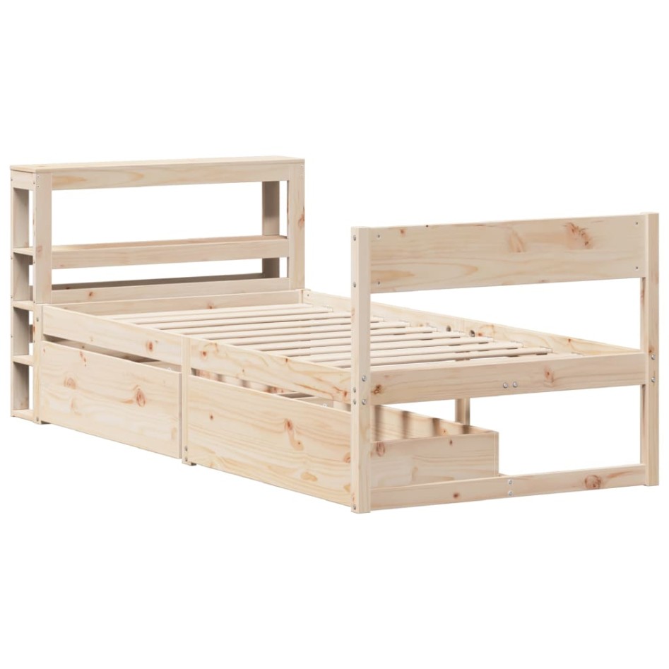 Estructura de cama sin colchón madera maciza de pino 90x200