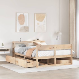 Estructura de cama sin colchón madera maciza de pino 120x190