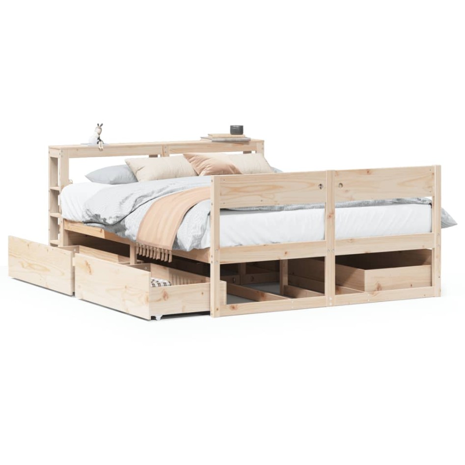 Estructura de cama sin colchón madera maciza de pino 120x190