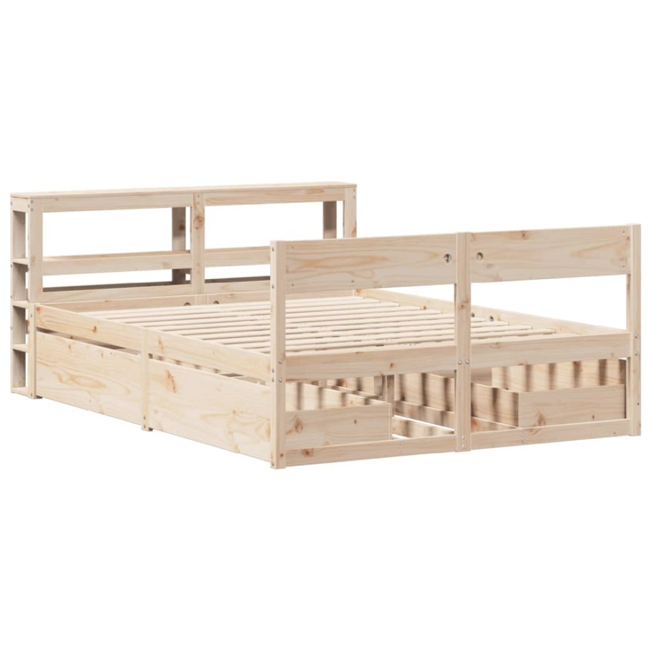 Estructura de cama sin colchón madera maciza de pino 120x190
