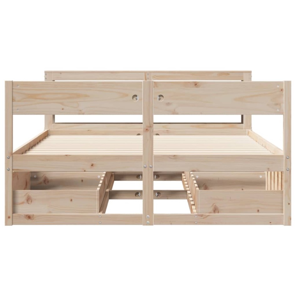 Estructura de cama sin colchón madera maciza de pino 120x190