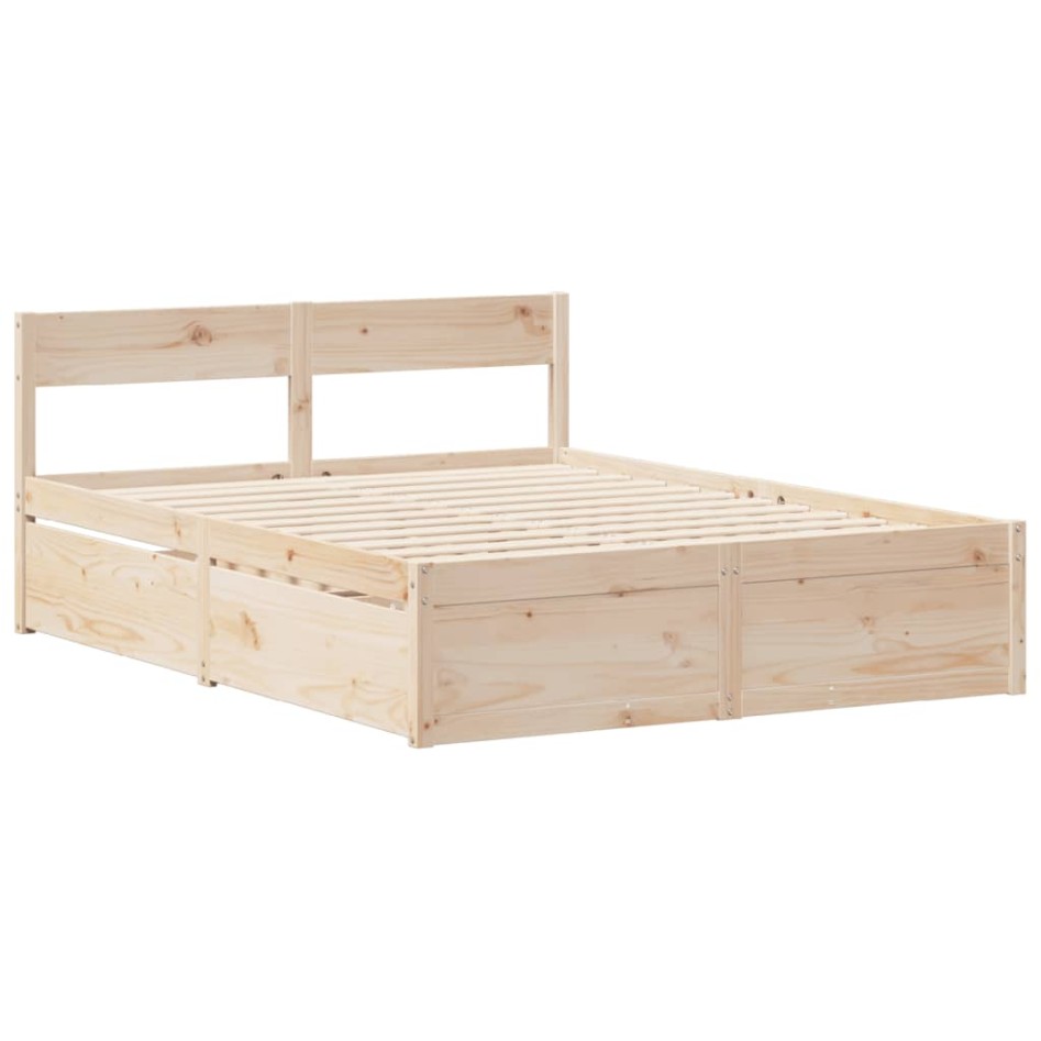Estructura de cama sin colchón madera maciza de pino 120x190