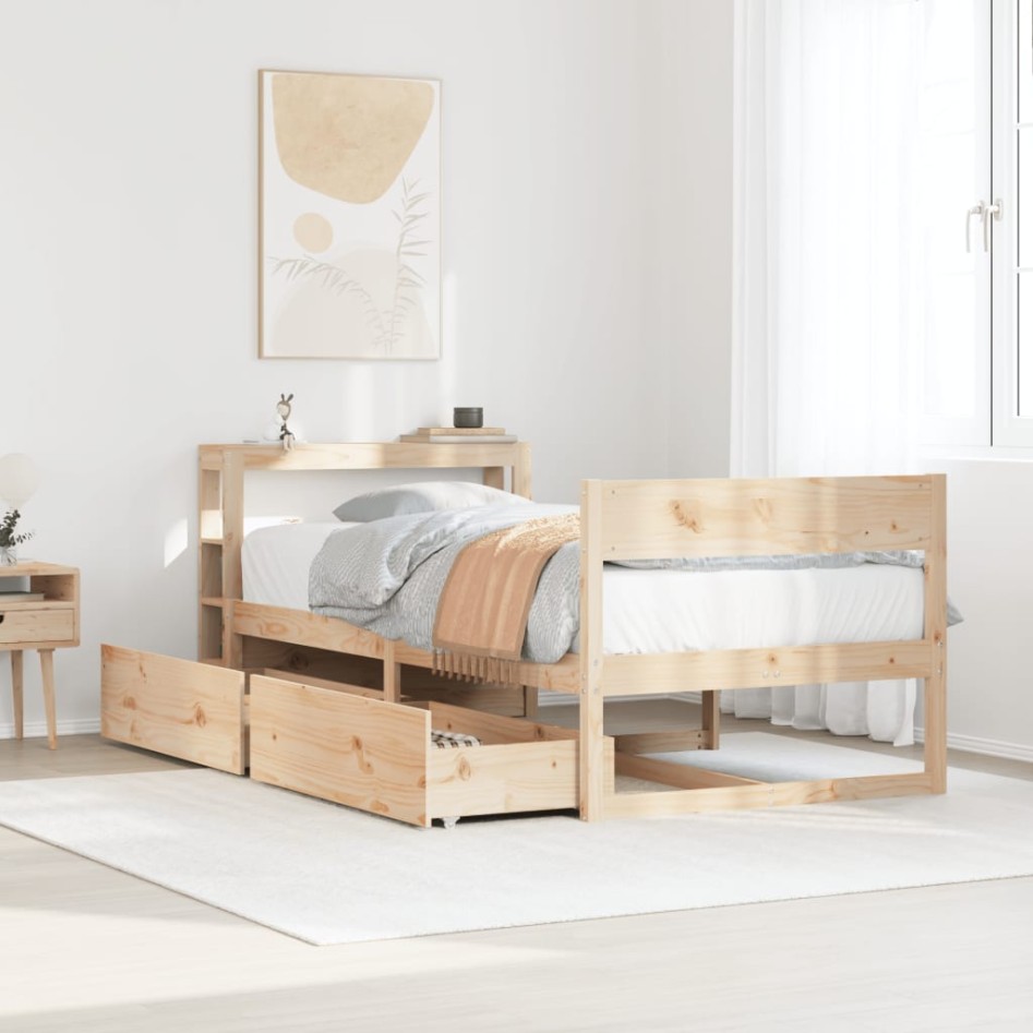 Estructura de cama sin colchón madera maciza de pino 90x190