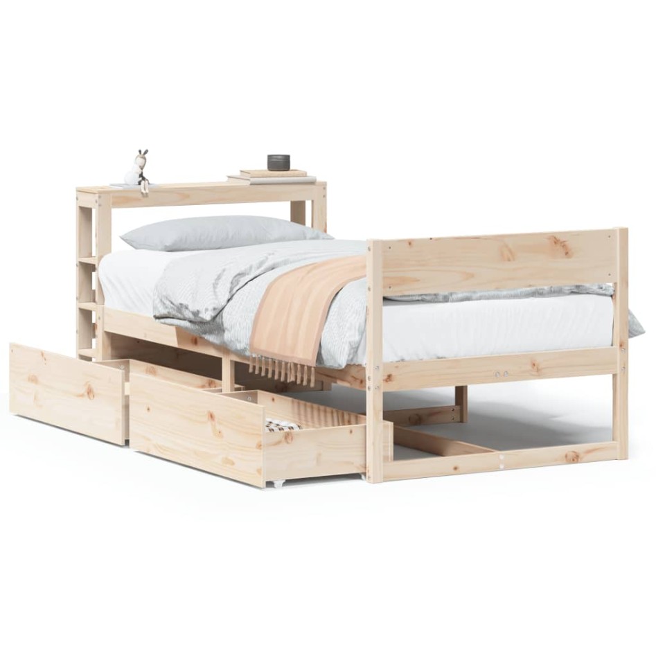 Estructura de cama sin colchón madera maciza de pino 90x190