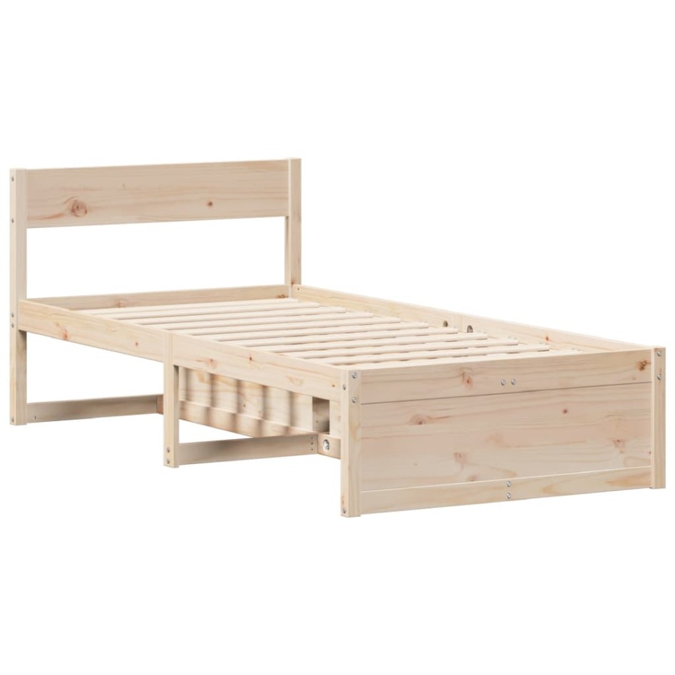 Estructura de cama sin colchón madera maciza de pino 90x190
